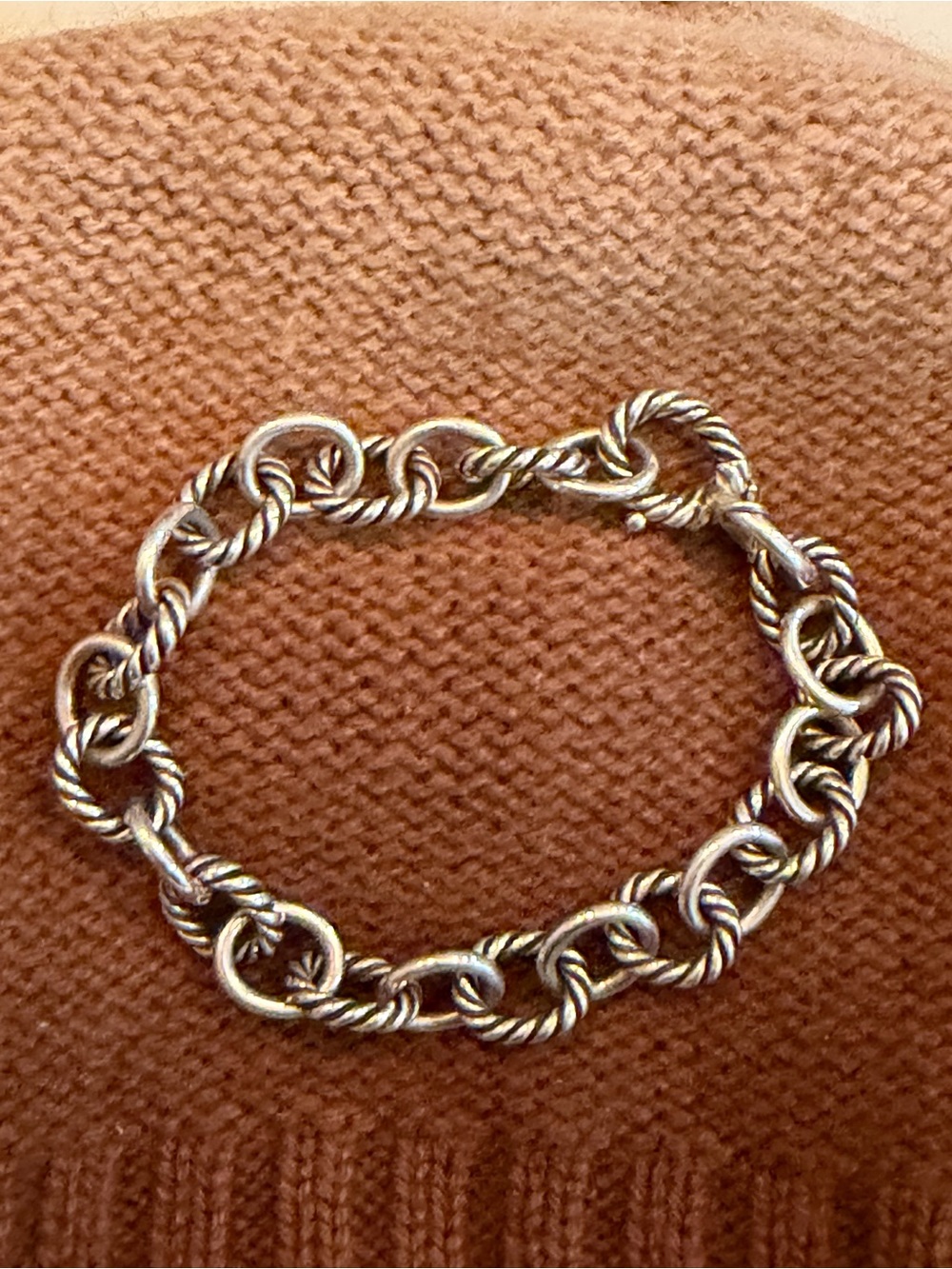 David Yurman 925 Sterling Silver Cable Link Toggle Bracelet 8”